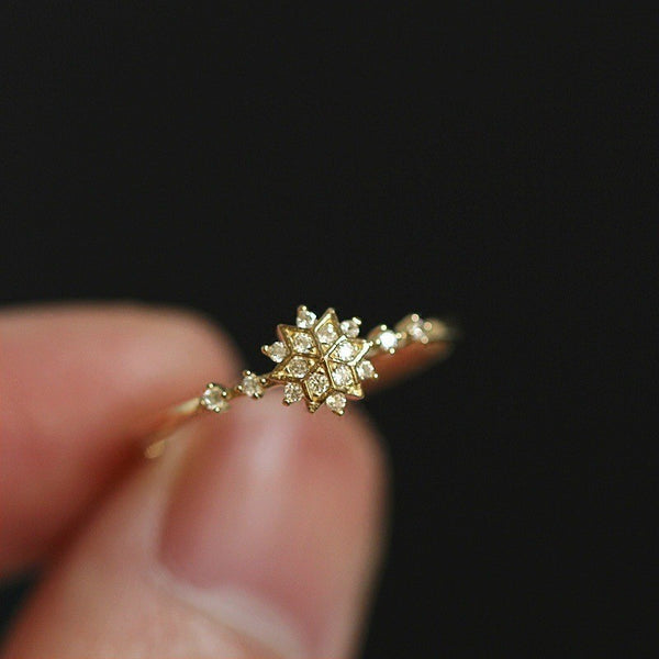 Dainty Starburst CZ Gold-Tone Ring