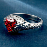 Ruby-Red Heart CZ Claddagh-Style Ring