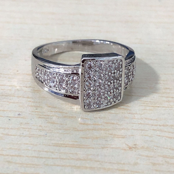 Square Pave CZ Wrap Ring