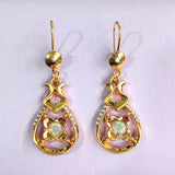 Red CZ Scroll Swirl Teardrop Earrings