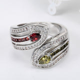 Yellow-Red Marquise CZ Snake Wrap Ring