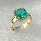 Emerald-Green Square CZ Solitaire Ring