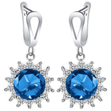 Sapphire-Blue Sunburst Halo Jewelry Set
