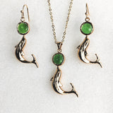 Dolphin Green Bead Necklace and Earrings Set