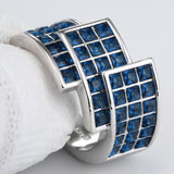 Sapphire-Blue Square CZ Layered Wide Ring
