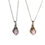 Gold Tulip Pink Stone Necklace and Earrings Set