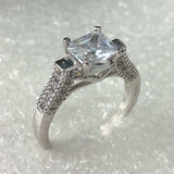 Princess-Cut CZ Baguette Side Solitaire Ring