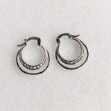 Double Crescent CZ Small Hoop Earrings