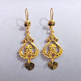 Flower Medallion Fan Charm Drop Earrings