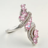 Pink Oval CZ Cascade Bypass Ring