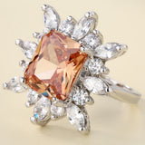 Champagne CZ Marquise Starburst Ring