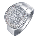 Pavé CZ Shield Top Wide Band Ring