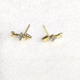 Gold Heart Outline CZ Stud Earrings