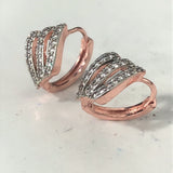 Pavé CZ Layered Petal Huggie Earrings