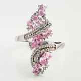 Pink Oval CZ Cascade Bypass Ring
