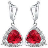 Ruby-Red Trillion CZ Halo Jewelry Set
