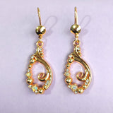 Red CZ Scroll Swirl Teardrop Earrings