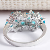 Aqua CZ Cluster Cocktail Ring