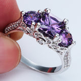Lavender Princess-Cut Three-Stone CZ Ring