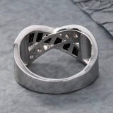 Black Baguette CZ Crisscross Band Ring
