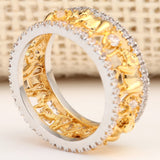 Gold Elephant Family CZ Eternity Band