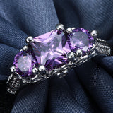 Lavender Princess-Cut Three-Stone CZ Ring