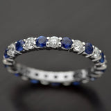 Sapphire-Blue and Clear CZ Eternity Band