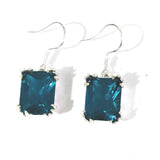 Ruby-Red Emerald-Cut CZ Hook Earrings
