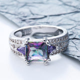 Rainbow Mystic Princess CZ Purple Accent Ring