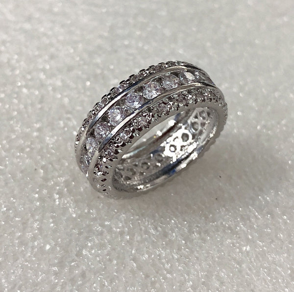 Channel-Set CZ Filigree Eternity Band