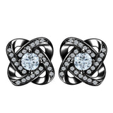 Clear CZ Love Knot Swirl Stud Earrings