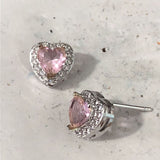 Aqua Heart CZ Halo Stud Earrings