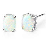 Opal-Look Oval Prong Stud Earrings