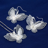 Filigree Butterfly Pendant Jewelry Set