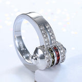Multicolor Channel CZ Spinner Band Ring