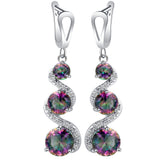 Rainbow Mystic CZ Swirl Drop Jewelry Set