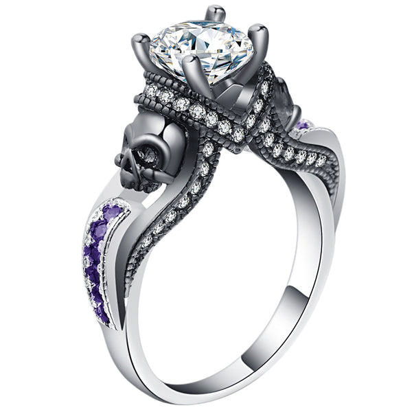 Skull Gothic CZ Solitaire Ring