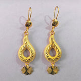 Flower Medallion Fan Charm Drop Earrings