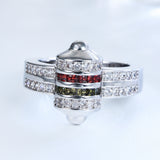 Multicolor Channel CZ Spinner Band Ring