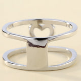 Pave CZ Open Heart Double Band Ring