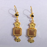 Flower Medallion Fan Charm Drop Earrings