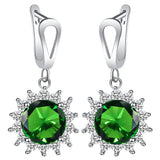 Emerald-Green Sunburst Halo Jewelry Set