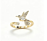 Flying Bird CZ Adjustable Open Ring