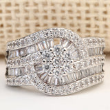 Pavé CZ Cluster Wide Layered Band Ring