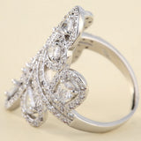 Pear CZ Pave Swirl Petal Cocktail Ring