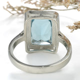 Aqua Emerald-Cut CZ Bezel Ring