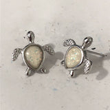 Opal-Look Sea Turtle Stud Earrings