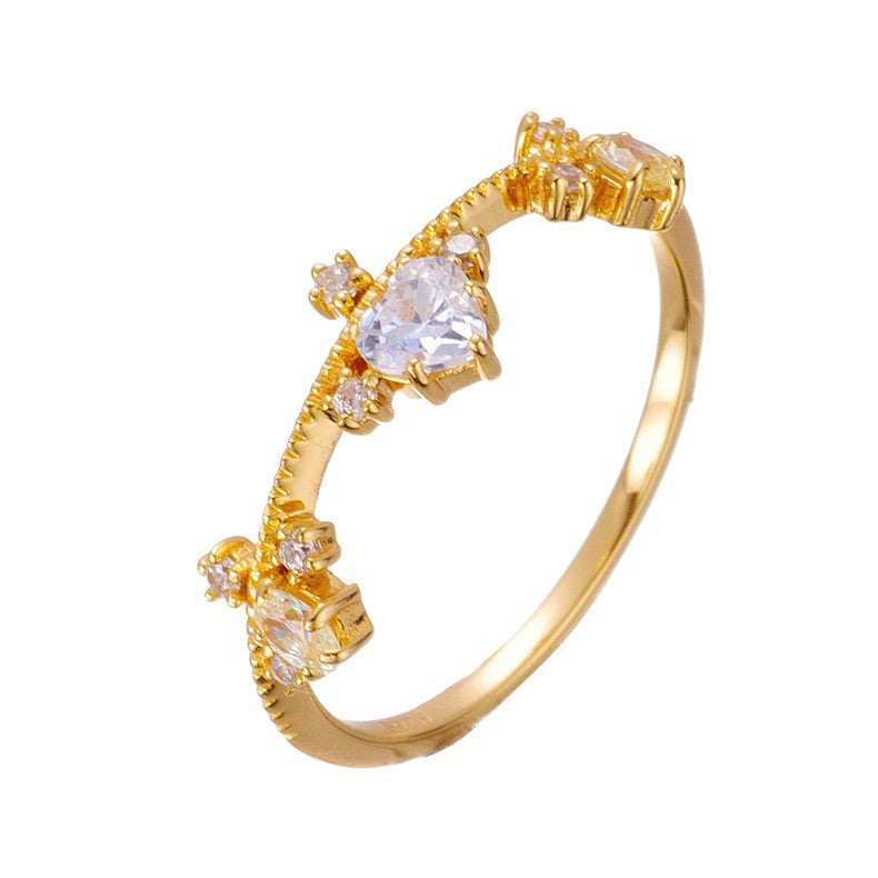 Dainty Heart CZ Starburst Stacking Ring