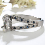 Marquise CZ Blue-Accent Split Band Ring