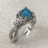 Blue Opal-Look Round Bow Shoulder Ring